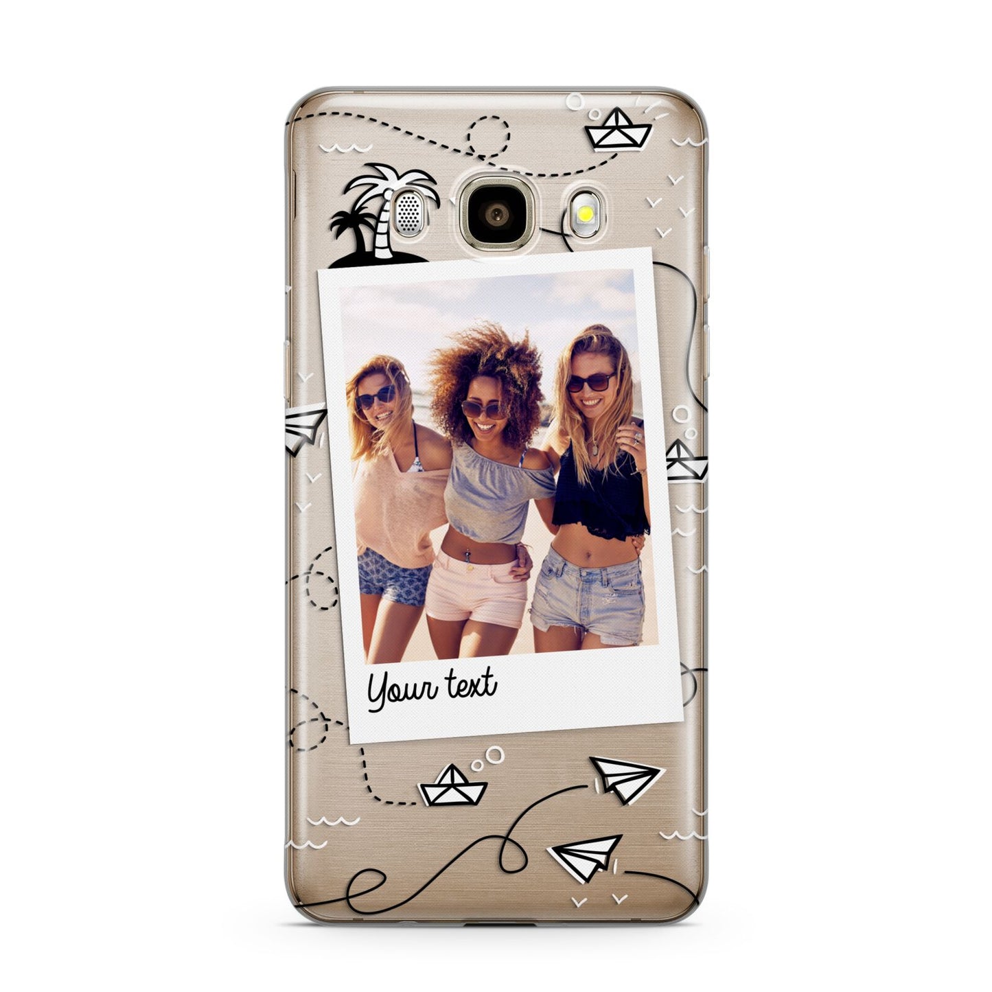 Personalised Photo Travel Samsung Galaxy J7 2016 Case on gold phone
