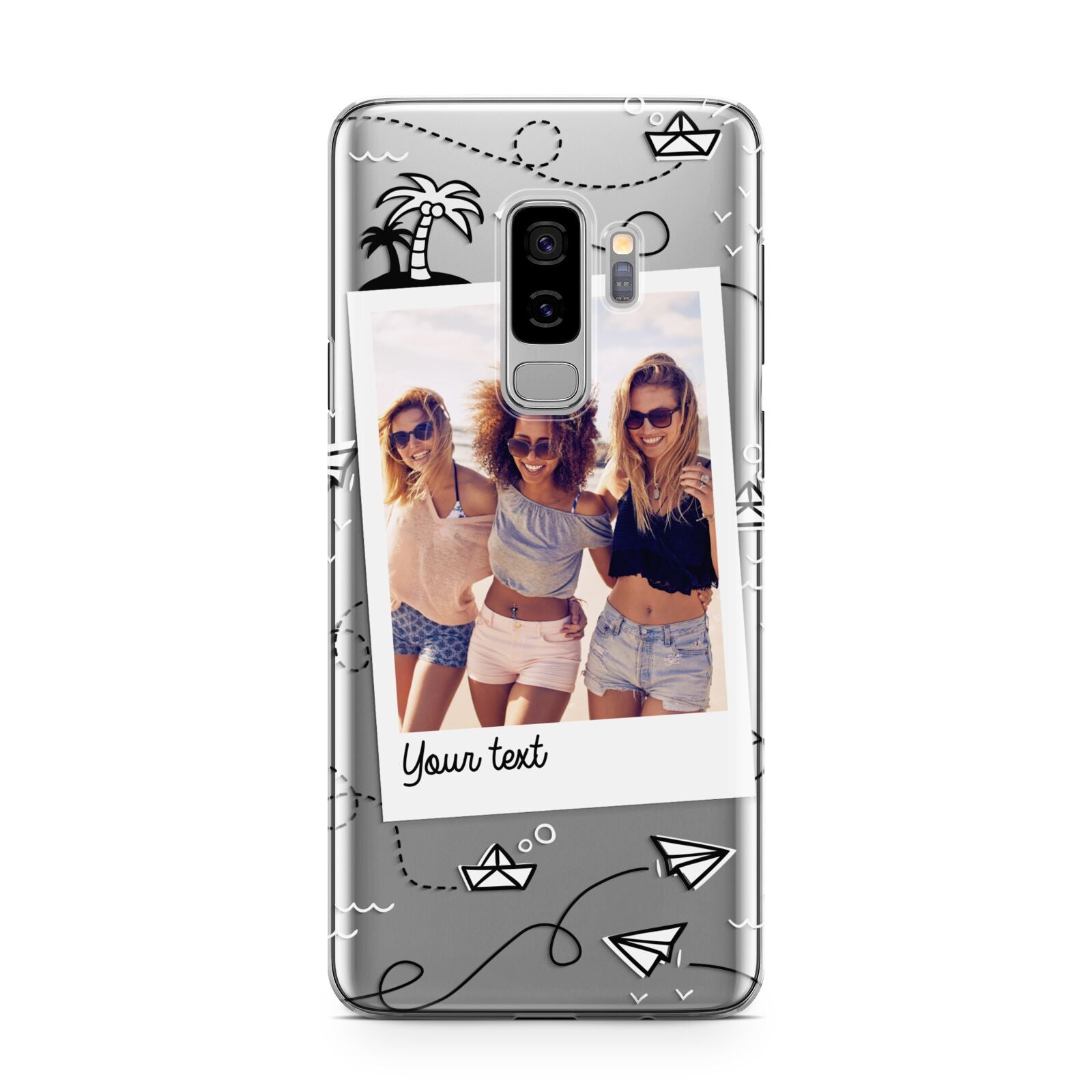 Personalised Photo Travel Samsung Galaxy S9 Plus Case on Silver phone