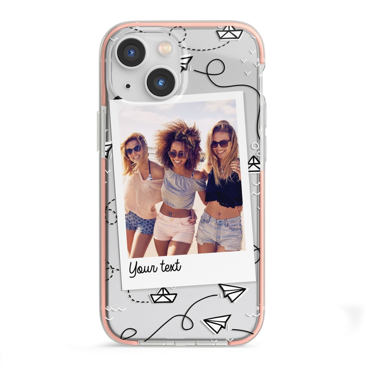 Personalised Photo Travel iPhone 13 Mini TPU Impact Case with Pink Edges