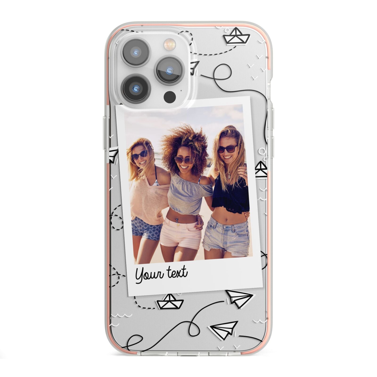 Personalised Photo Travel iPhone 13 Pro Max TPU Impact Case with Pink Edges
