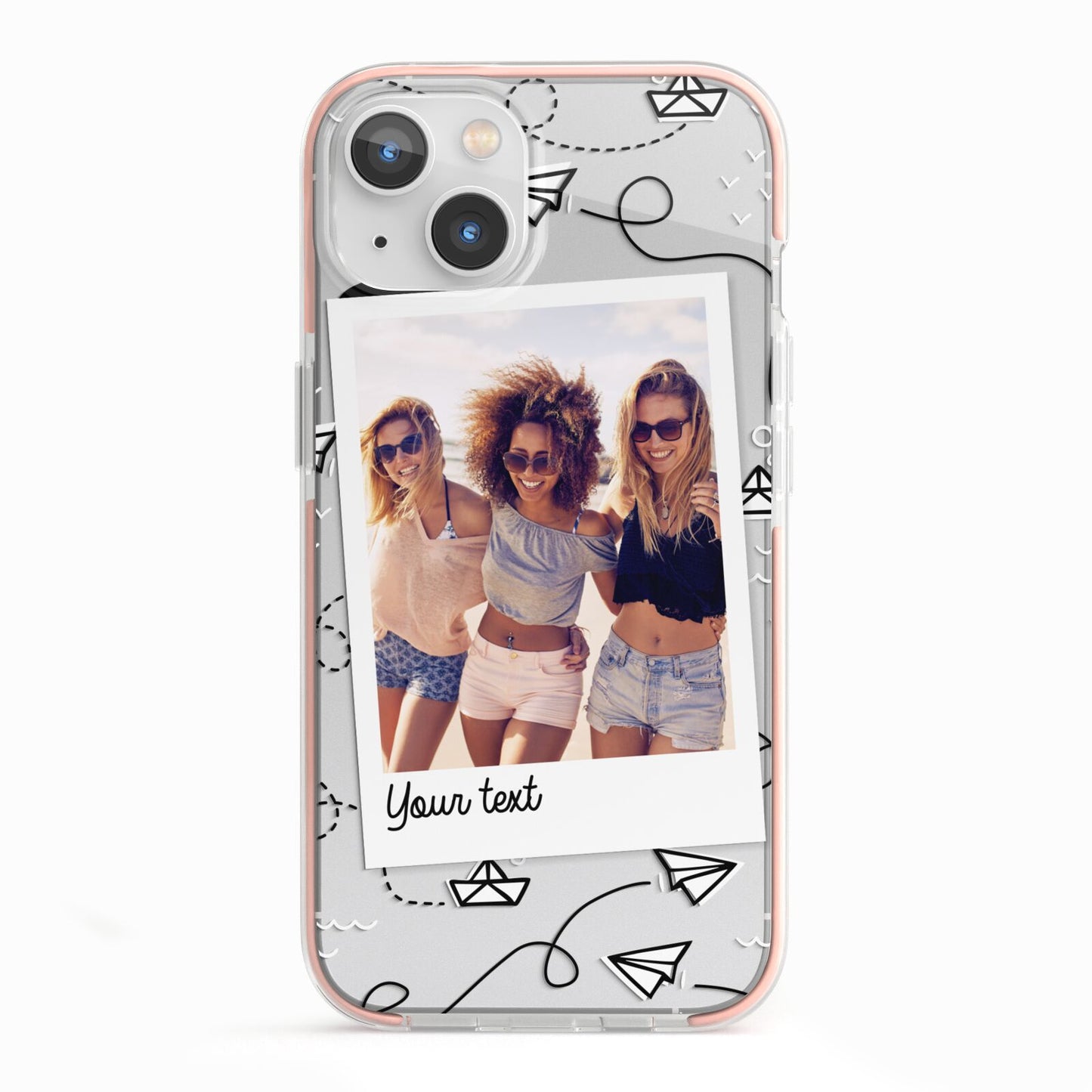 Personalised Photo Travel iPhone 13 TPU Impact Case with Pink Edges