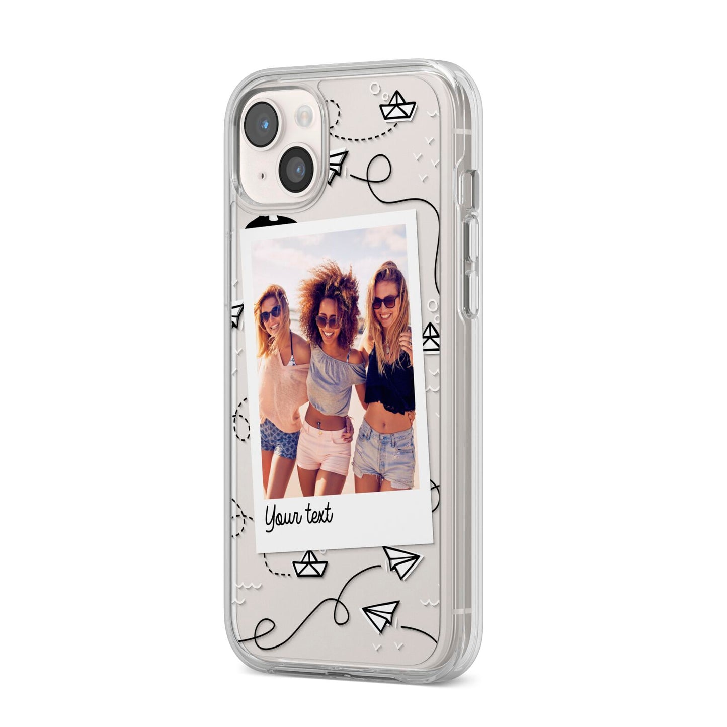 Personalised Photo Travel iPhone 14 Plus Clear Tough Case Starlight Angled Image