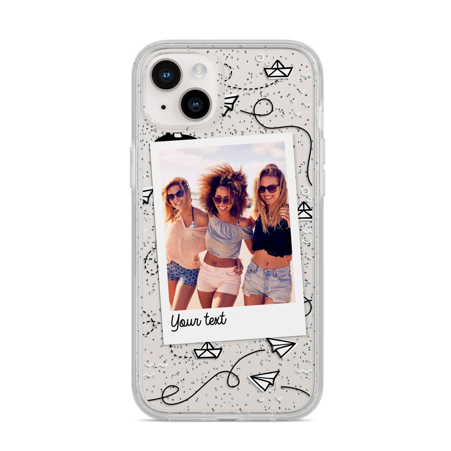 Personalised Photo Travel iPhone 14 Plus Glitter Tough Case Starlight