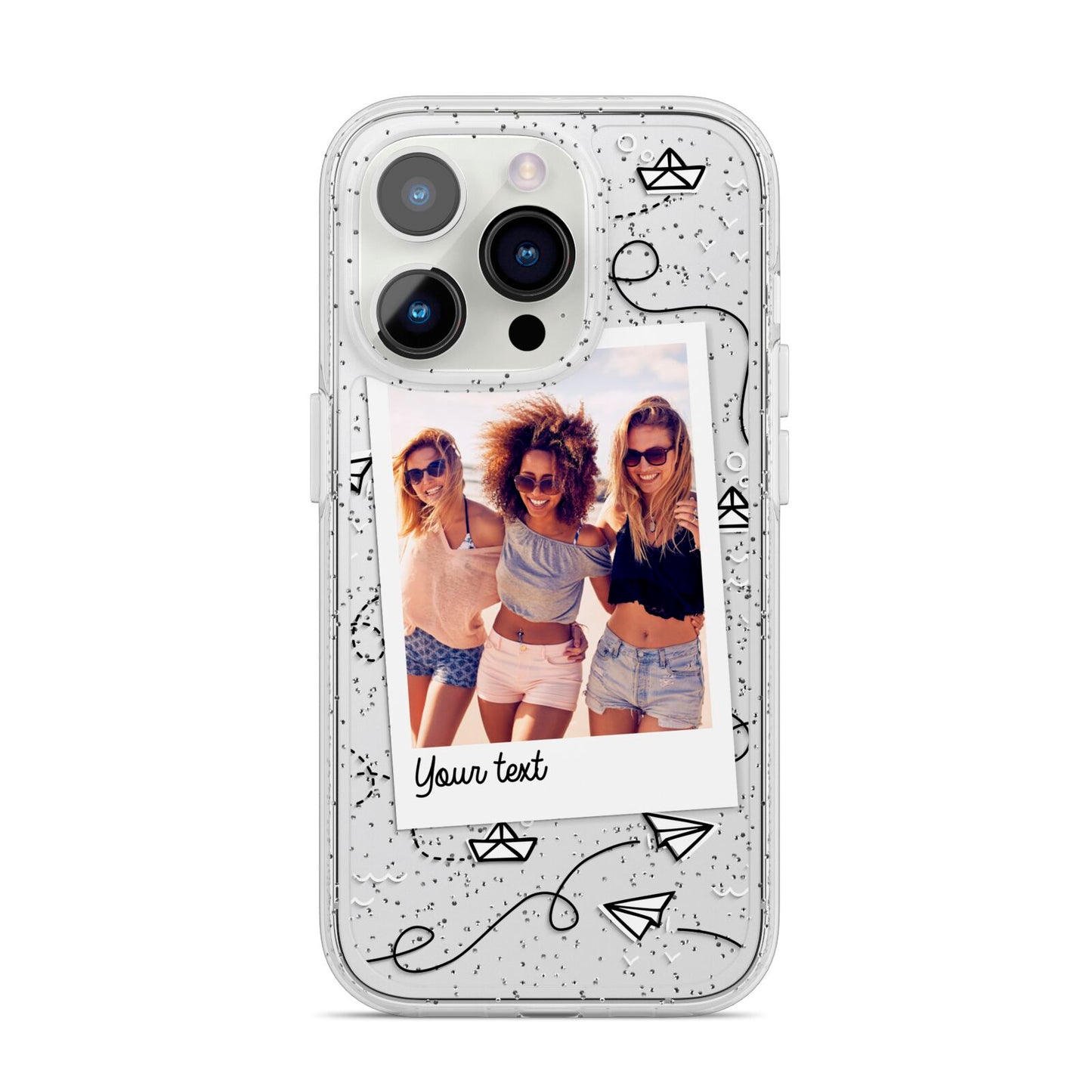 Personalised Photo Travel iPhone 14 Pro Glitter Tough Case Silver