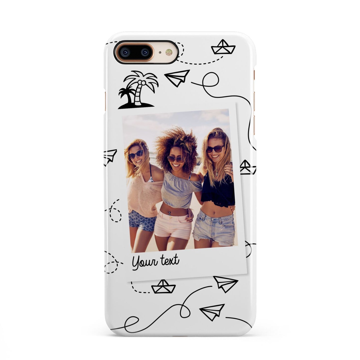 Personalised Photo Travel iPhone 8 Plus 3D Snap Case on Gold Phone