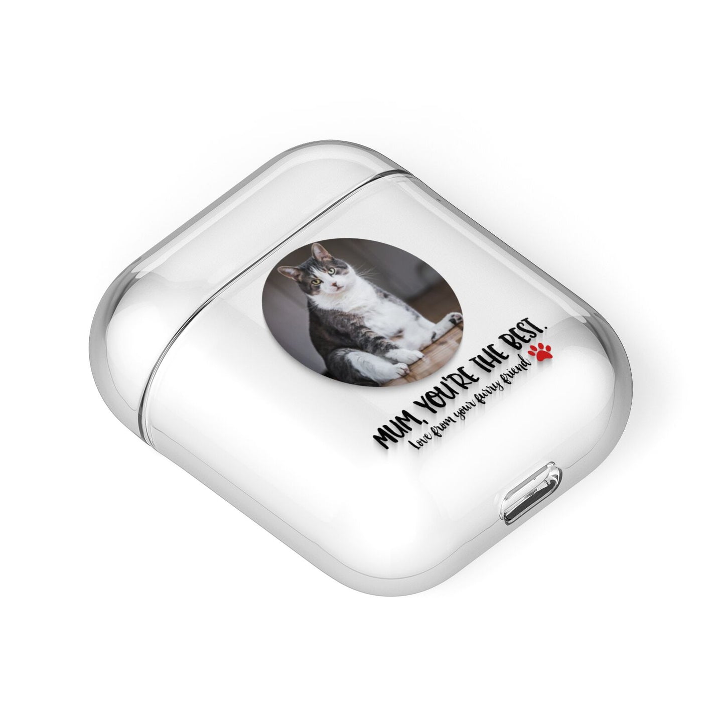 Personalised Photo Upload Cat Mum AirPods Case Laid Flat