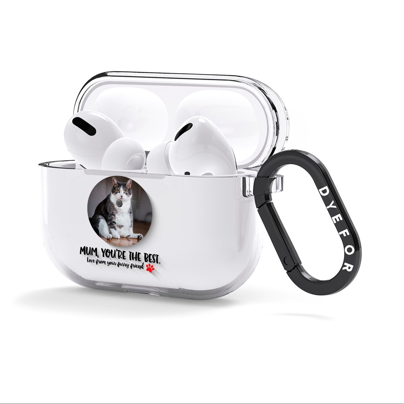 Personalised Photo Upload Cat Mum AirPods Clear Case 3rd Gen Side Image