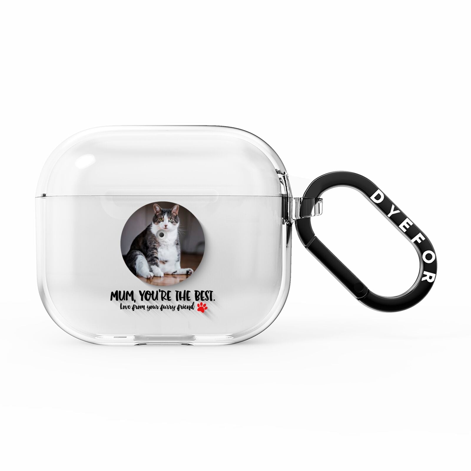 Personalised Photo Upload Cat Mum AirPods Clear Case 3rd Gen