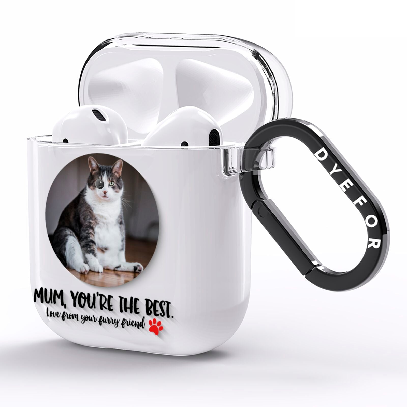 Personalised Photo Upload Cat Mum AirPods Clear Case Side Image