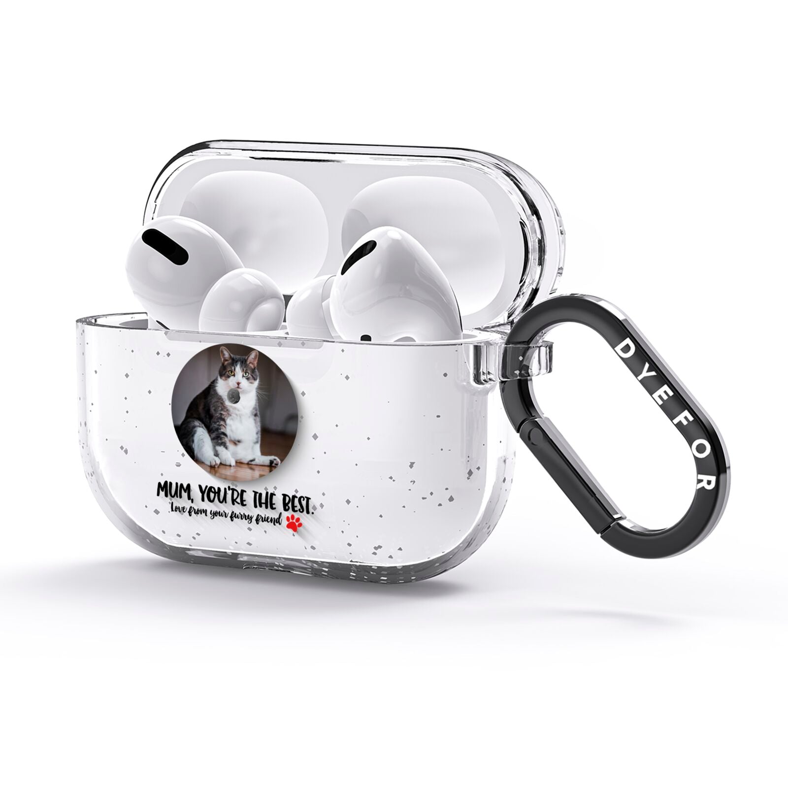 Personalised Photo Upload Cat Mum AirPods Glitter Case 3rd Gen Side Image