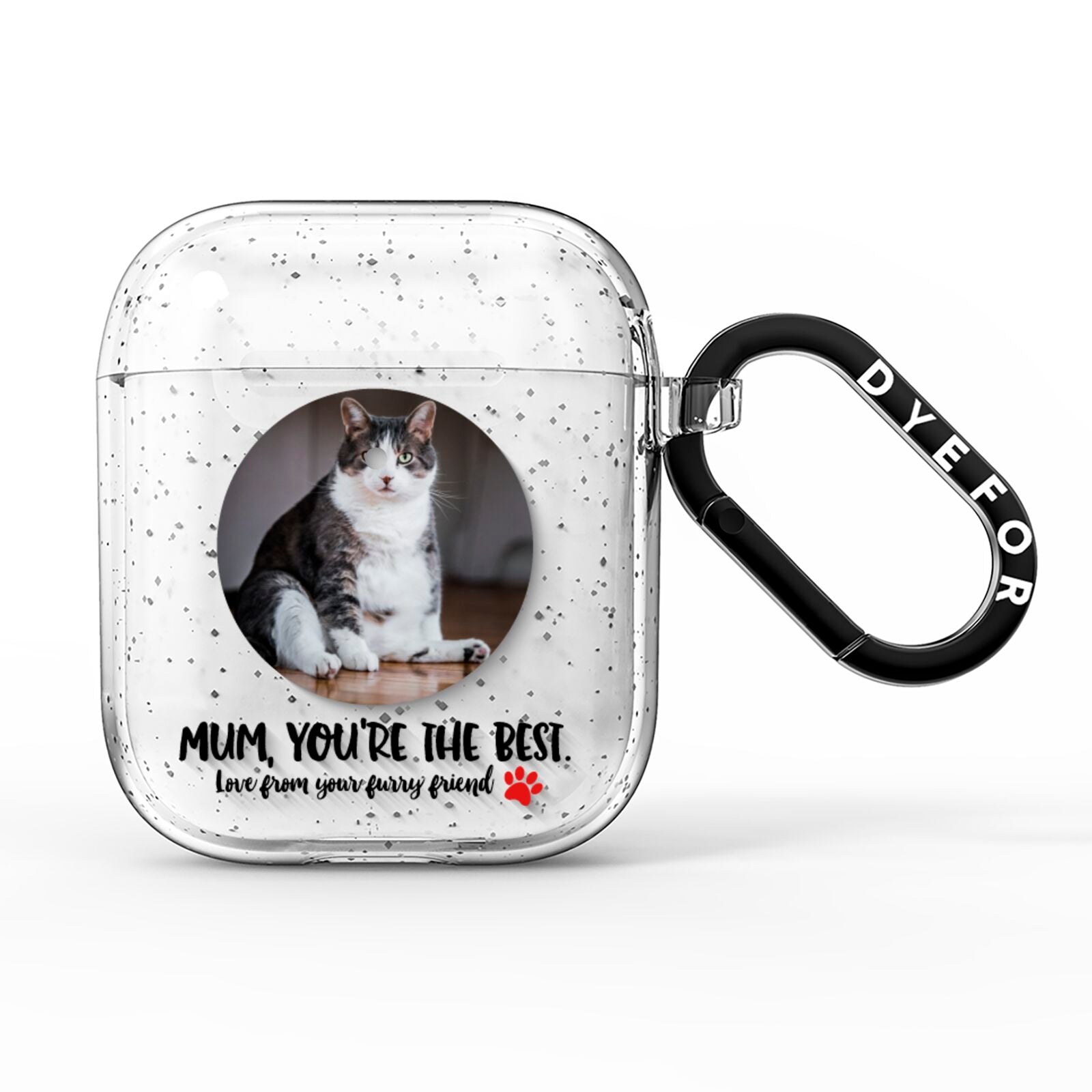 Personalised Photo Upload Cat Mum AirPods Glitter Case
