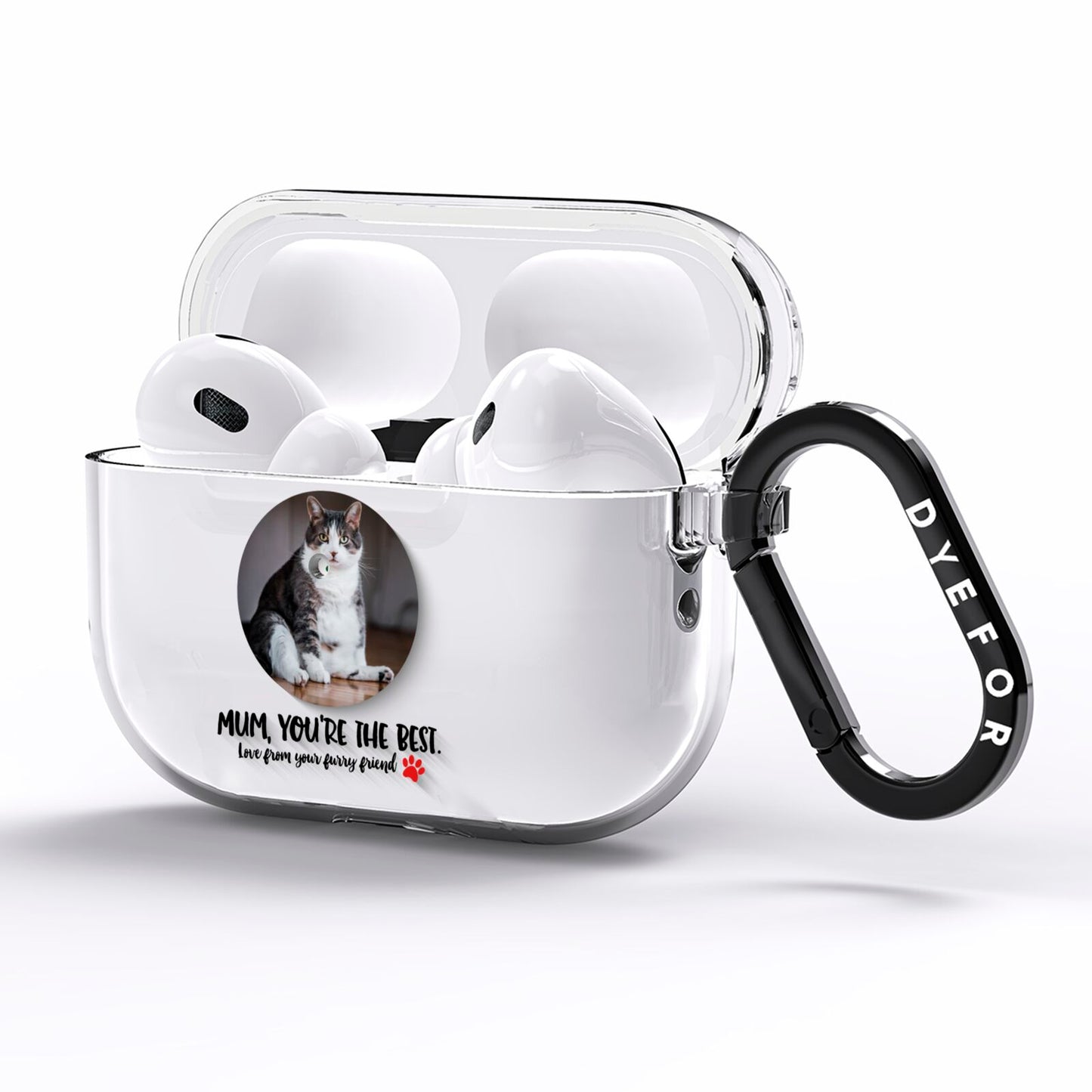 Personalised Photo Upload Cat Mum AirPods Pro Clear Case Side Image