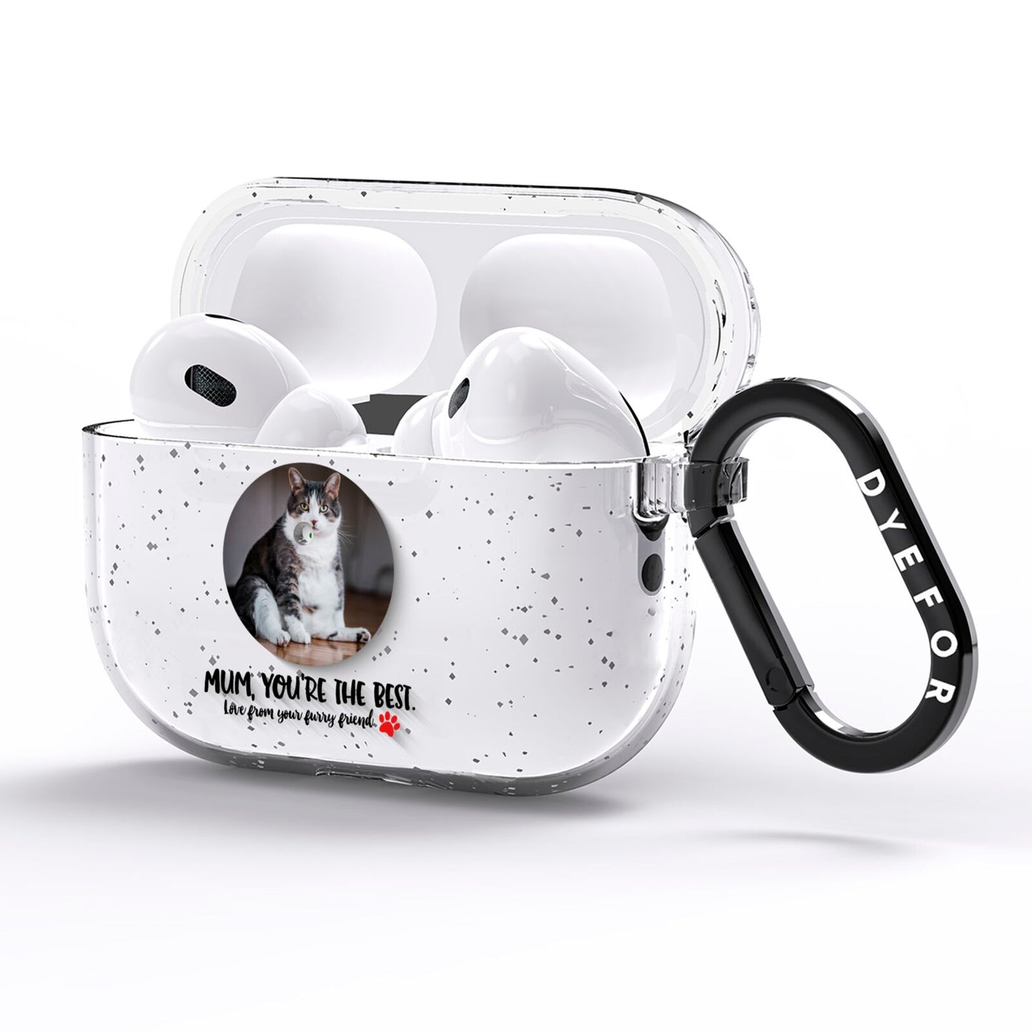 Personalised Photo Upload Cat Mum AirPods Pro Glitter Case Side Image