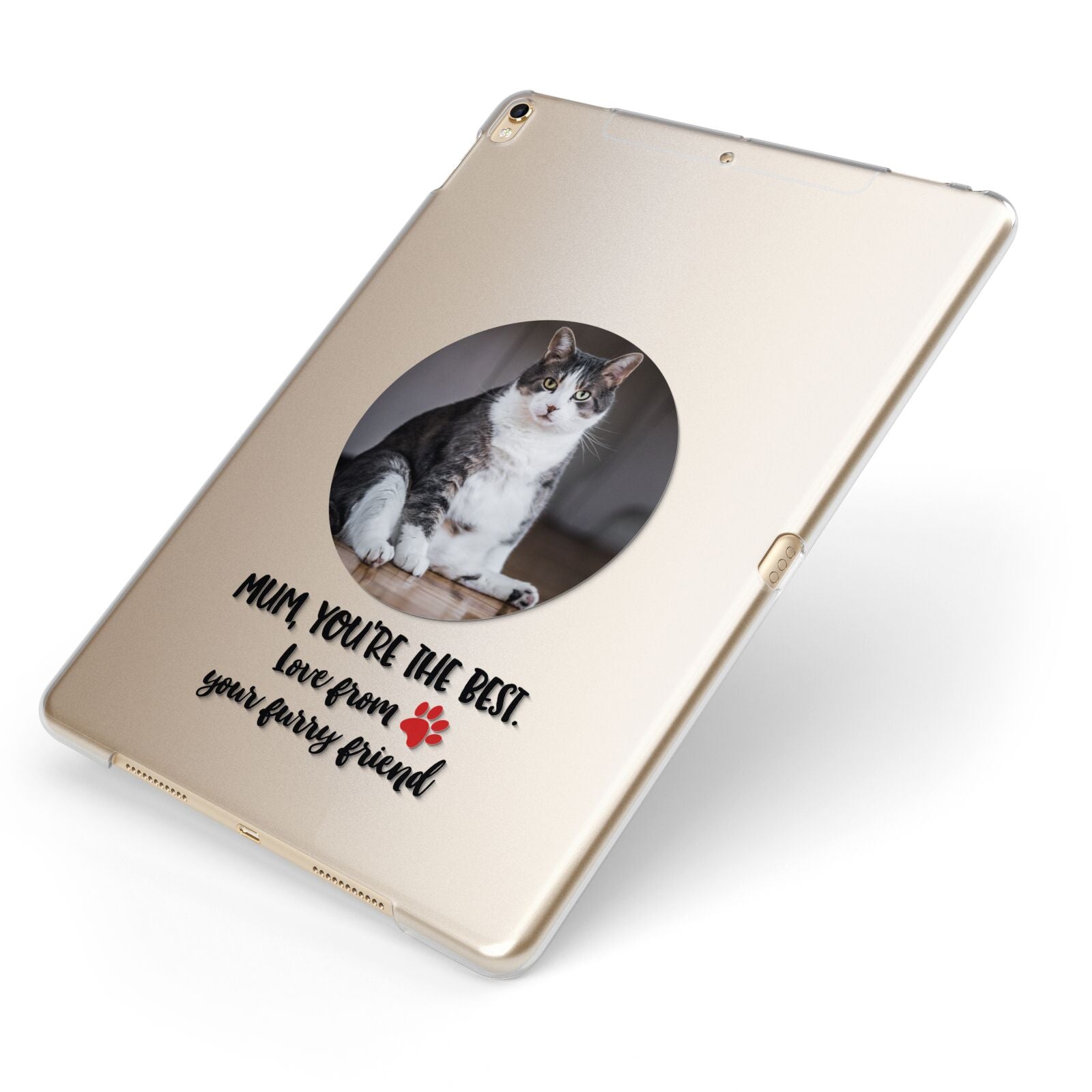 Personalised Photo Upload Cat Mum Apple iPad Case on Gold iPad Side View