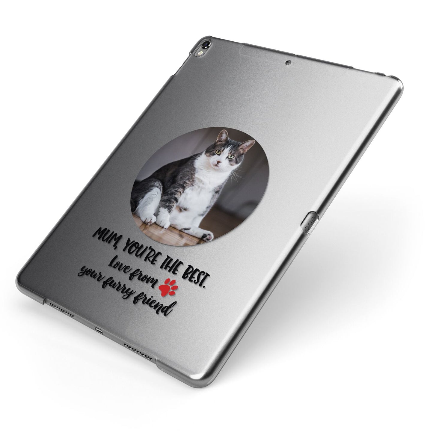 Personalised Photo Upload Cat Mum Apple iPad Case on Grey iPad Side View
