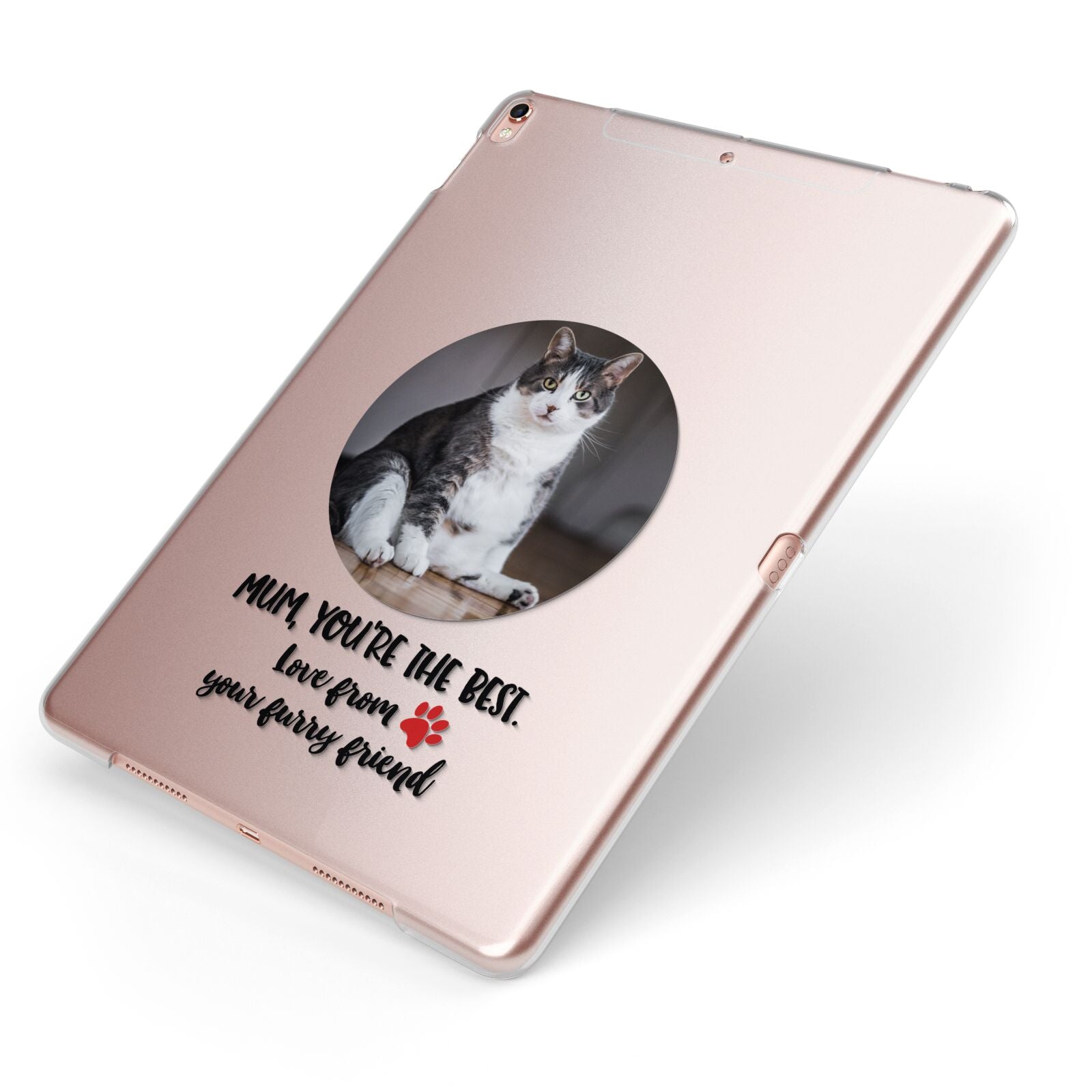 Personalised Photo Upload Cat Mum Apple iPad Case on Rose Gold iPad Side View