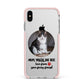 Personalised Photo Upload Cat Mum Apple iPhone Xs Max Impact Case Pink Edge on Silver Phone