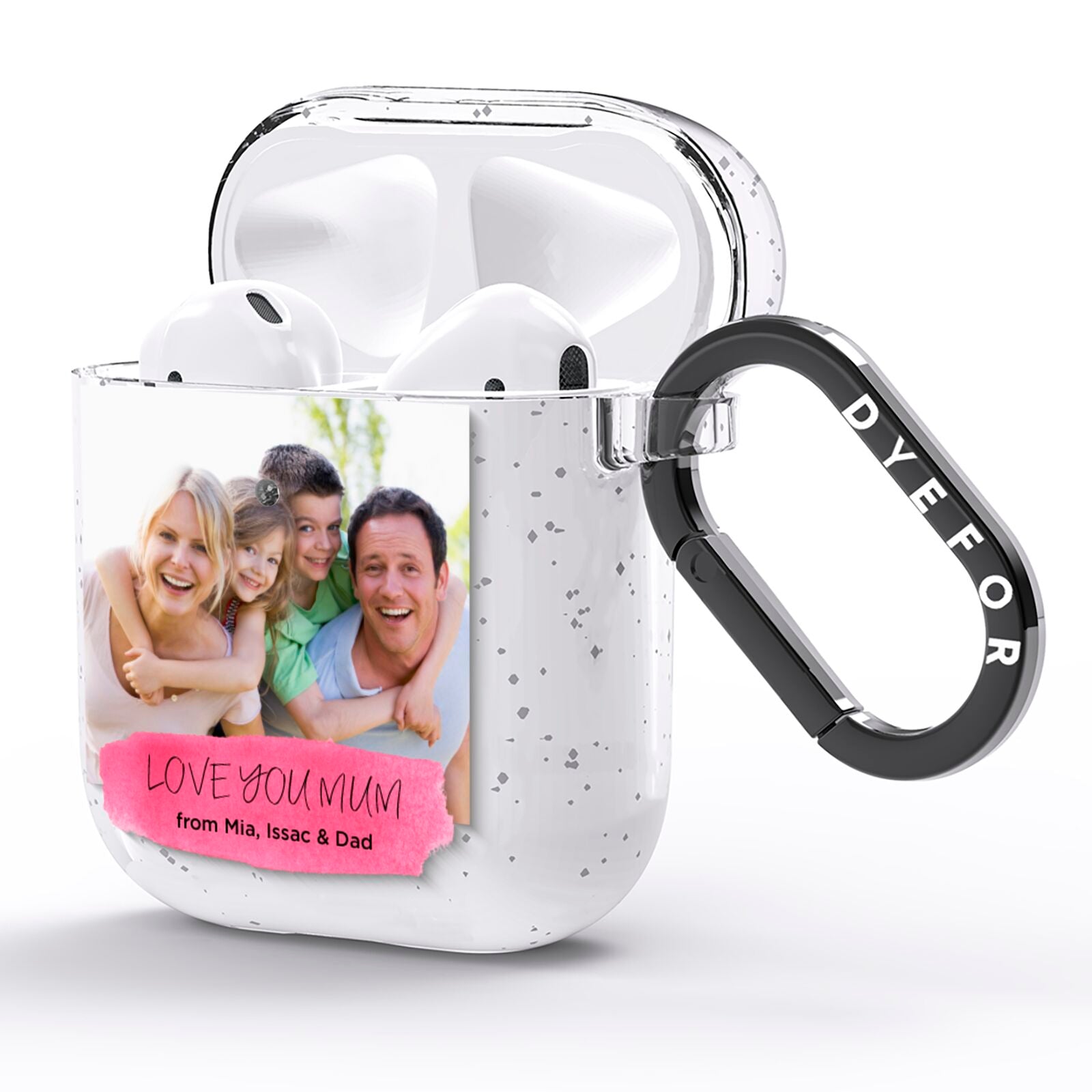 Personalised Photo Upload Mothers Day AirPods Glitter Case Side Image