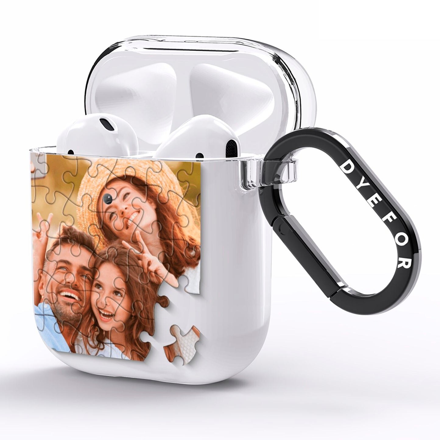 Personalised Photo Upload Puzzle Effect AirPods Clear Case Side Image
