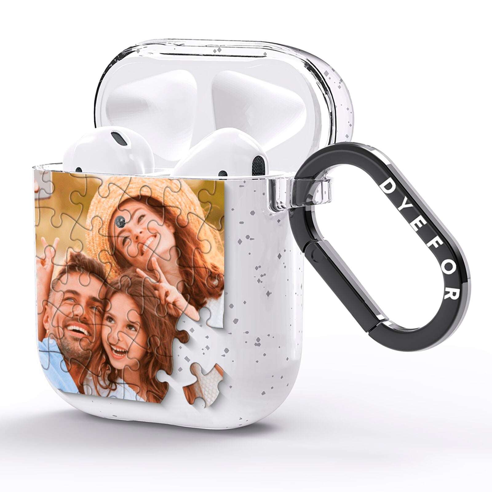 Personalised Photo Upload Puzzle Effect AirPods Glitter Case Side Image