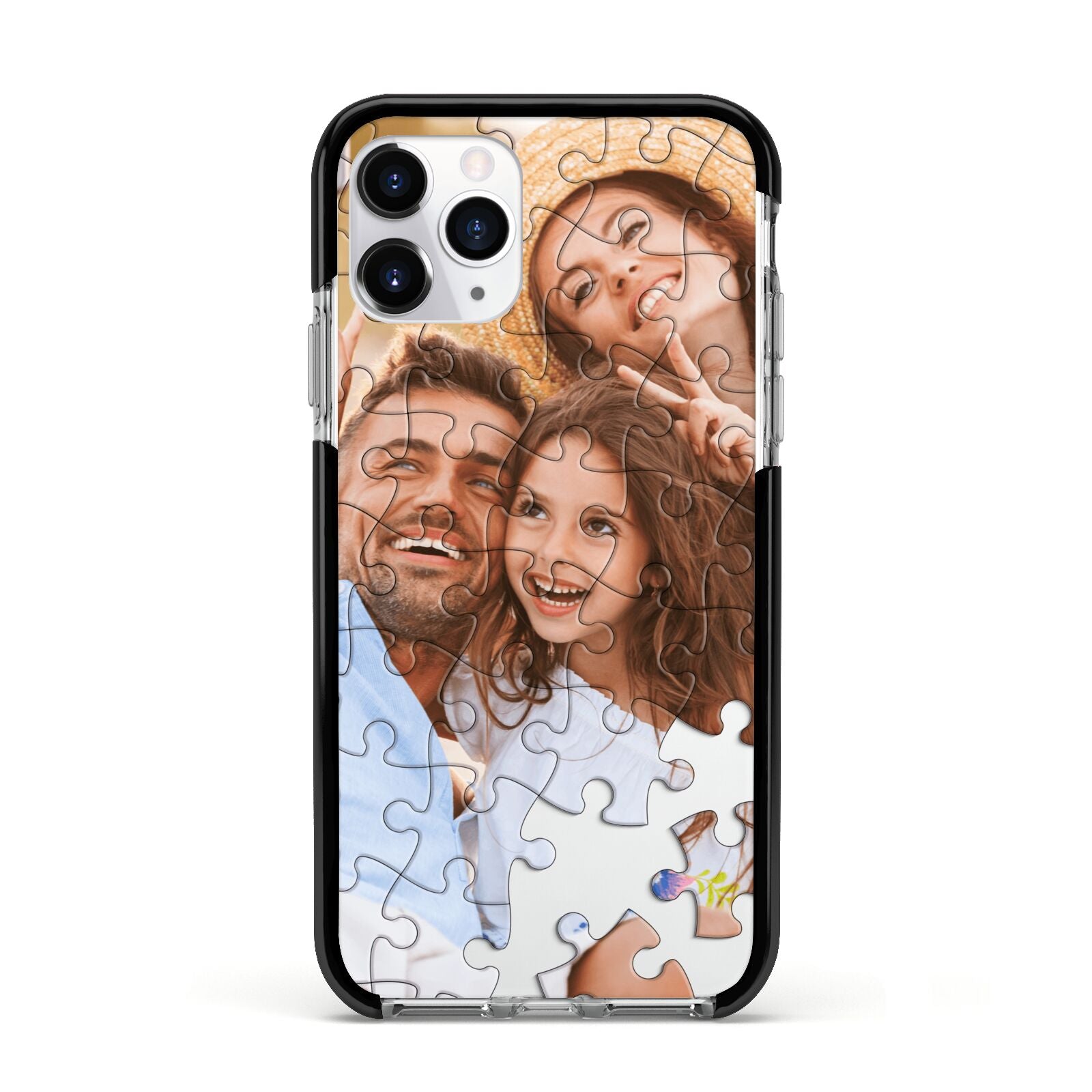 Personalised Photo Upload Puzzle Effect Apple iPhone 11 Pro in Silver with Black Impact Case