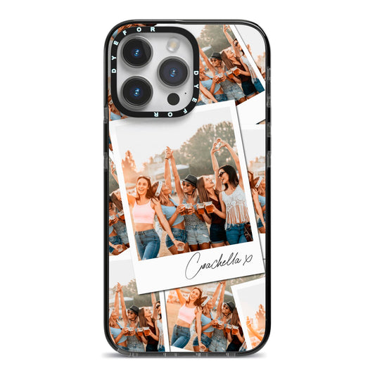 Personalised Photo iPhone 14 Pro Max Black Impact Case on Silver phone