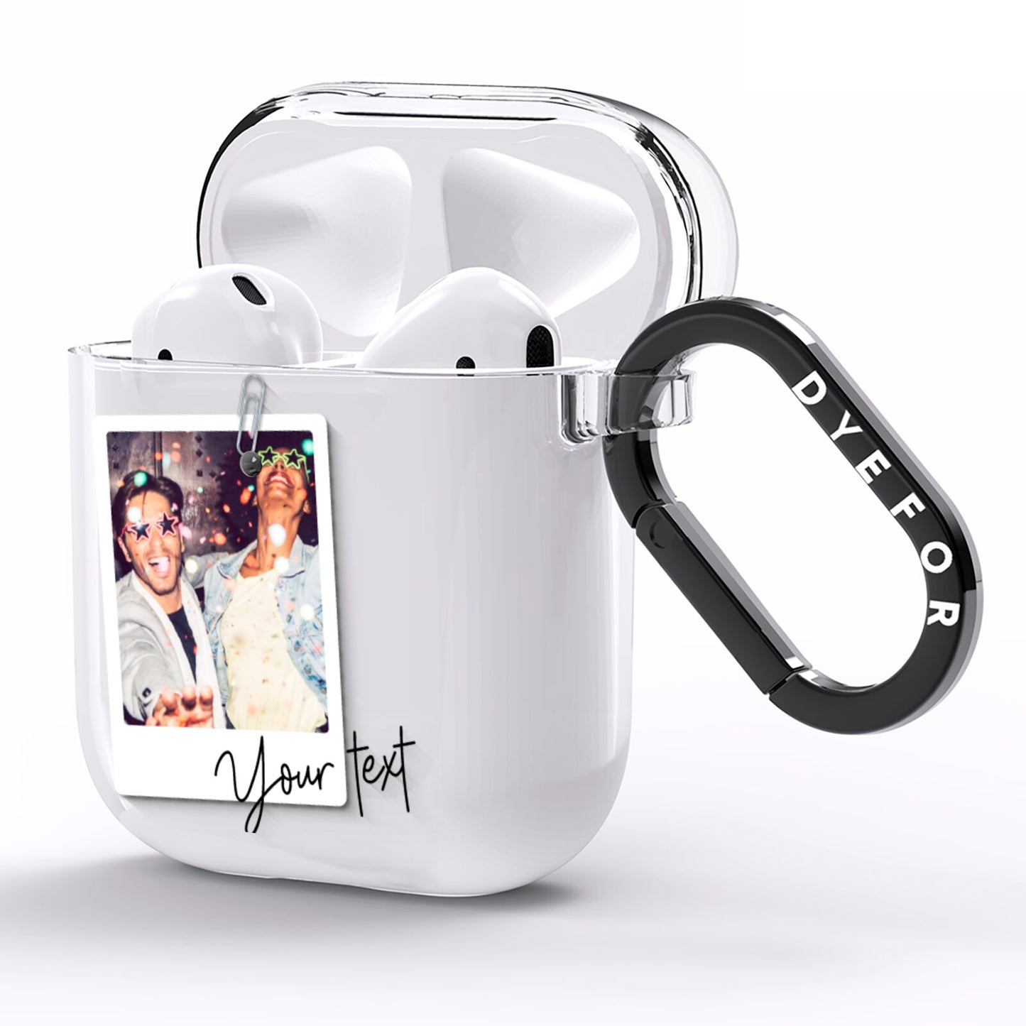 Personalised Photo with Text AirPods Clear Case Side Image
