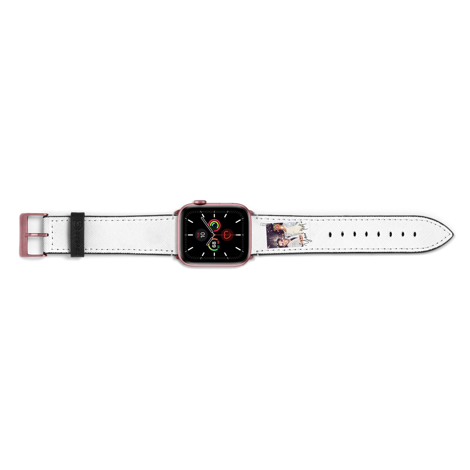 Personalised Photo with Text Apple Watch Strap Landscape Image Rose Gold Hardware