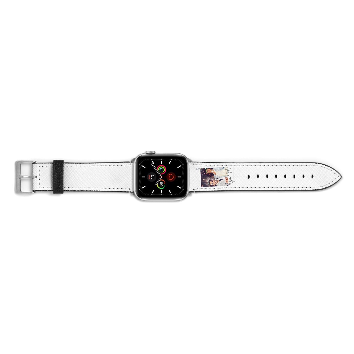 Personalised Photo with Text Apple Watch Strap Landscape Image Silver Hardware