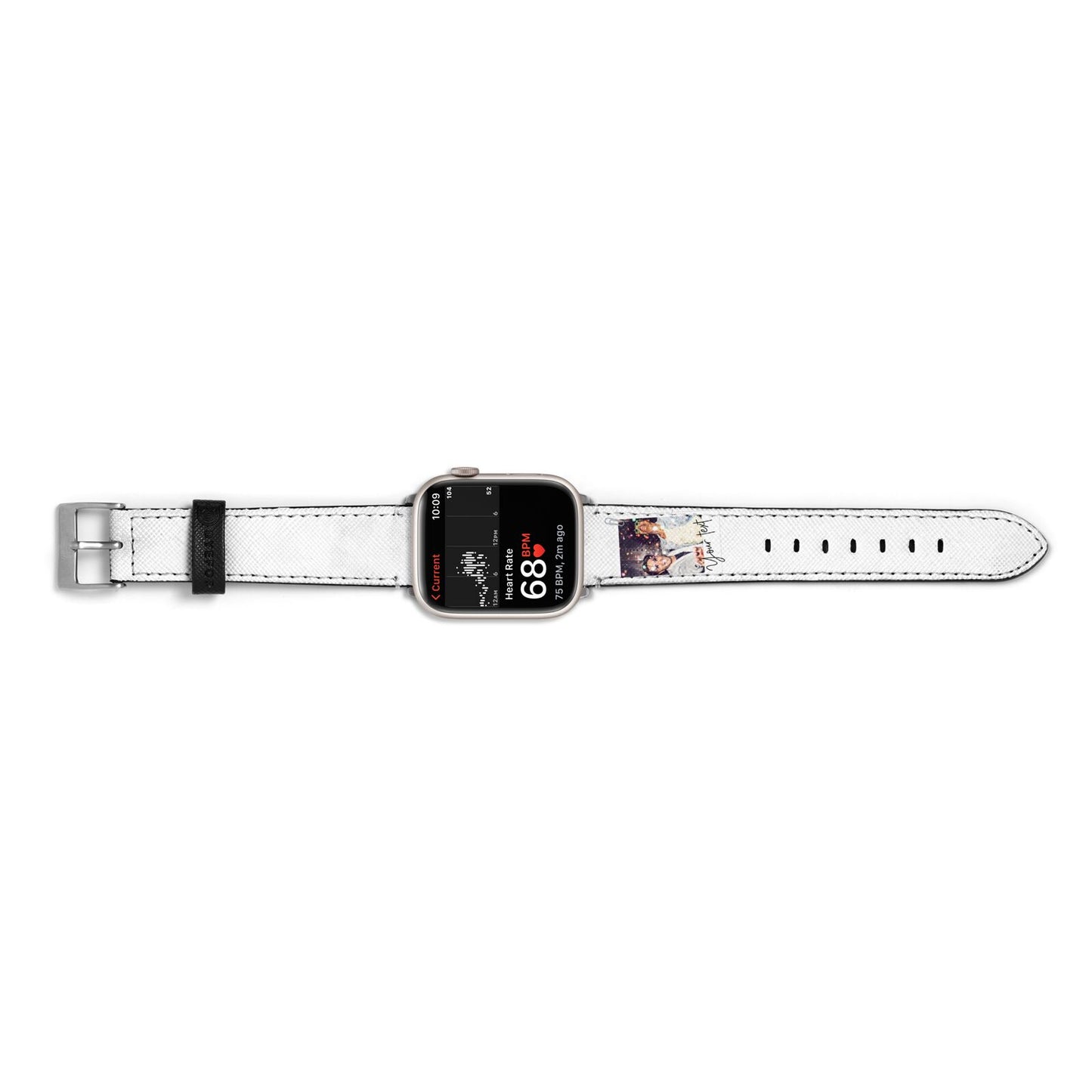 Personalised Photo with Text Apple Watch Strap Size 38mm Landscape Image Silver Hardware