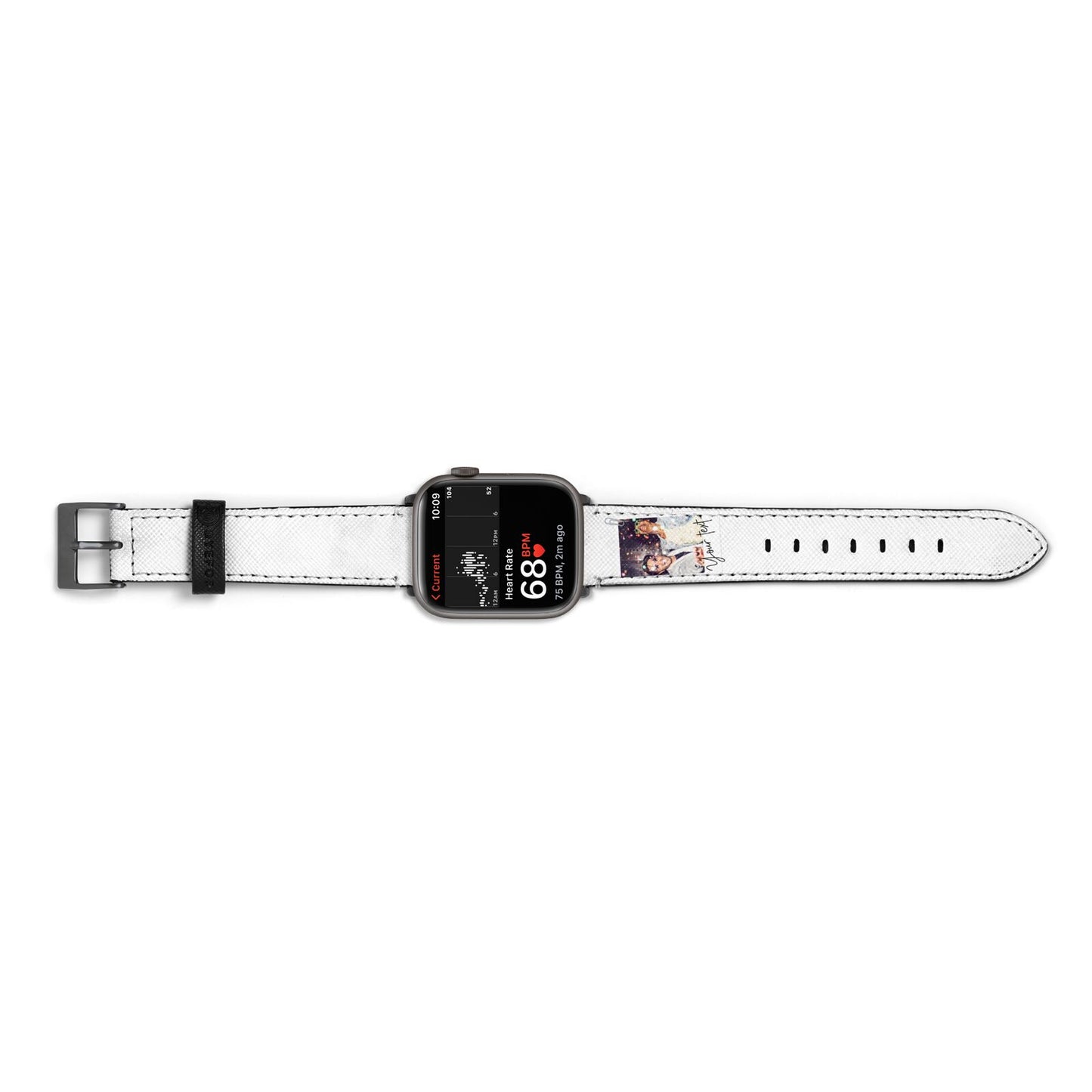 Personalised Photo with Text Apple Watch Strap Size 38mm Landscape Image Space Grey Hardware