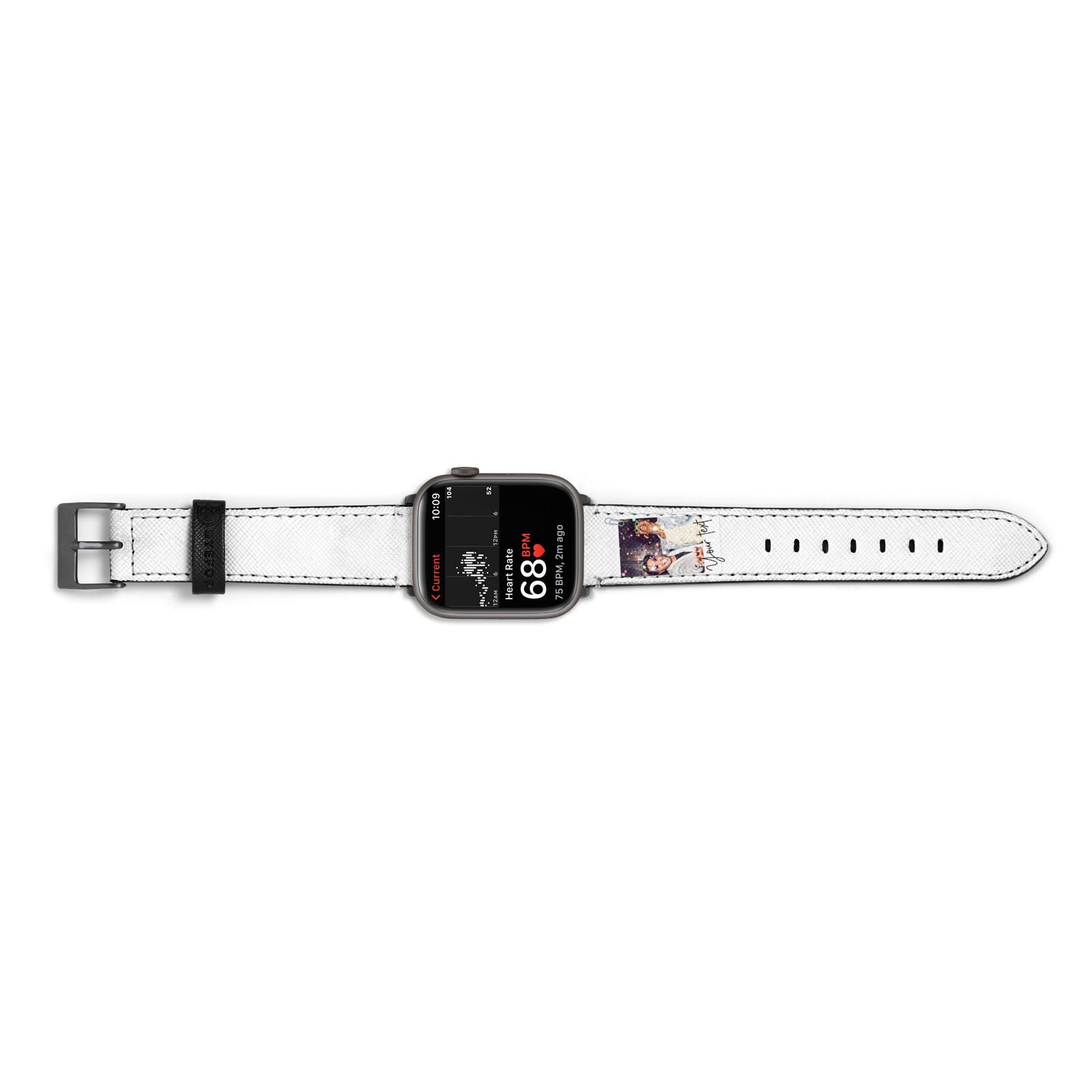 Personalised Photo with Text Apple Watch Strap Size 38mm Landscape Image Space Grey Hardware