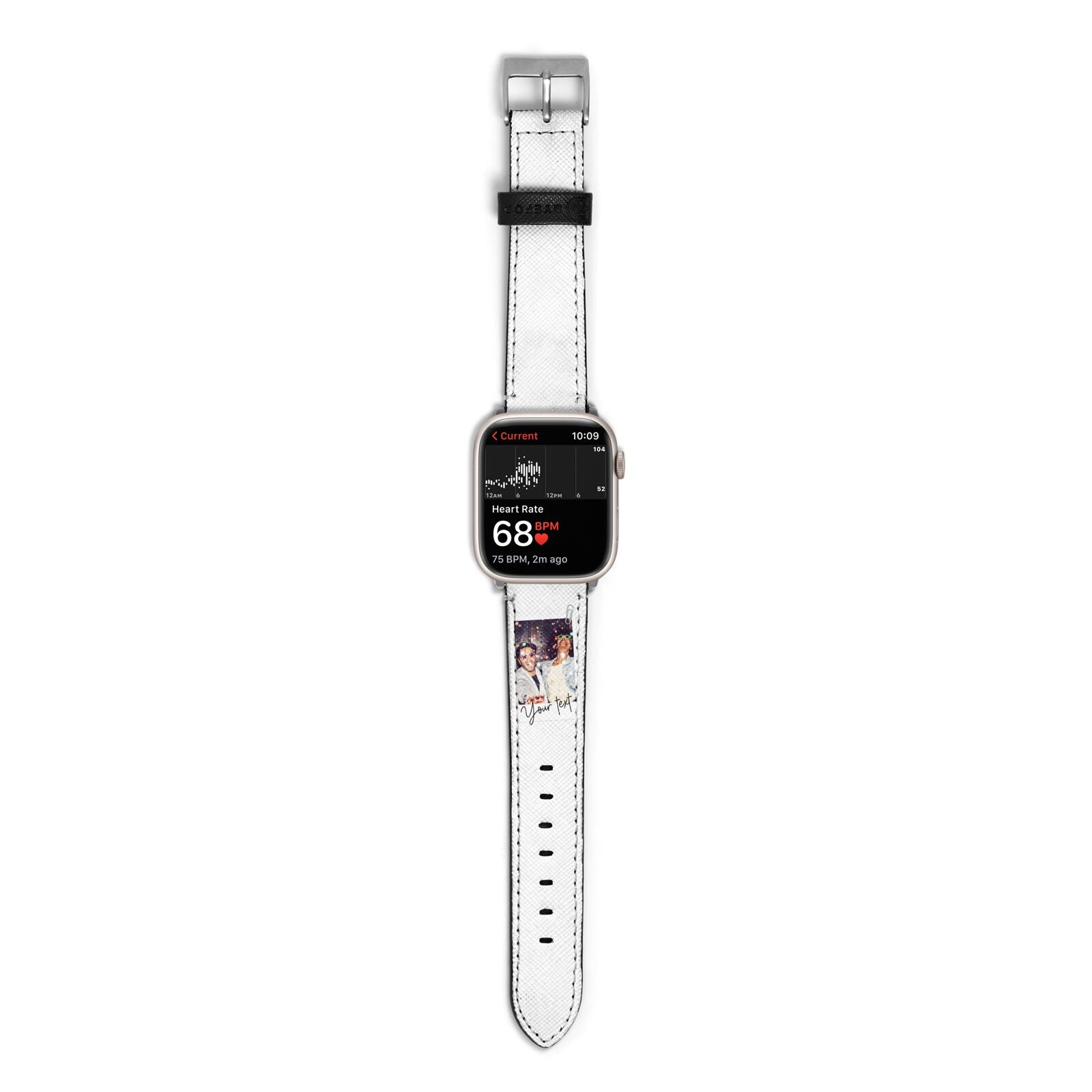 Personalised Photo with Text Apple Watch Strap Size 38mm with Silver Hardware