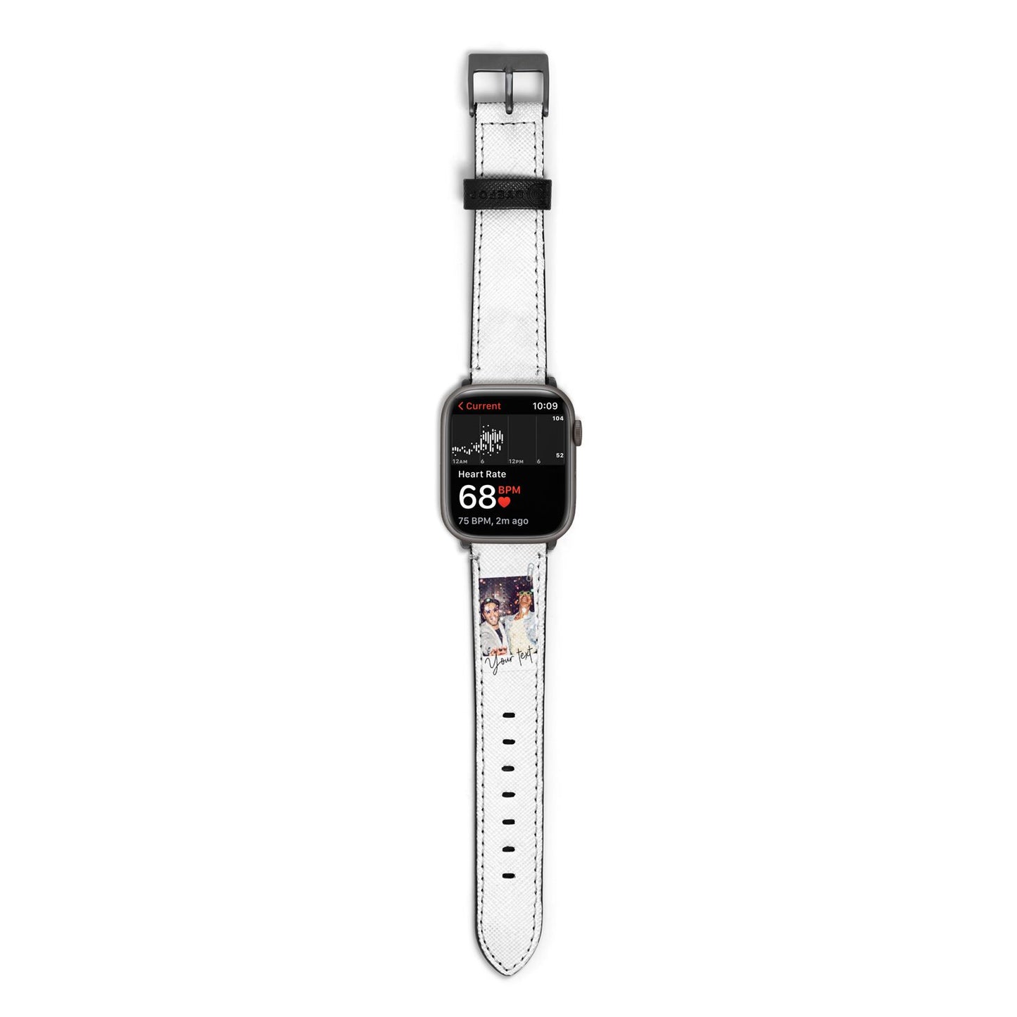 Personalised Photo with Text Apple Watch Strap Size 38mm with Space Grey Hardware