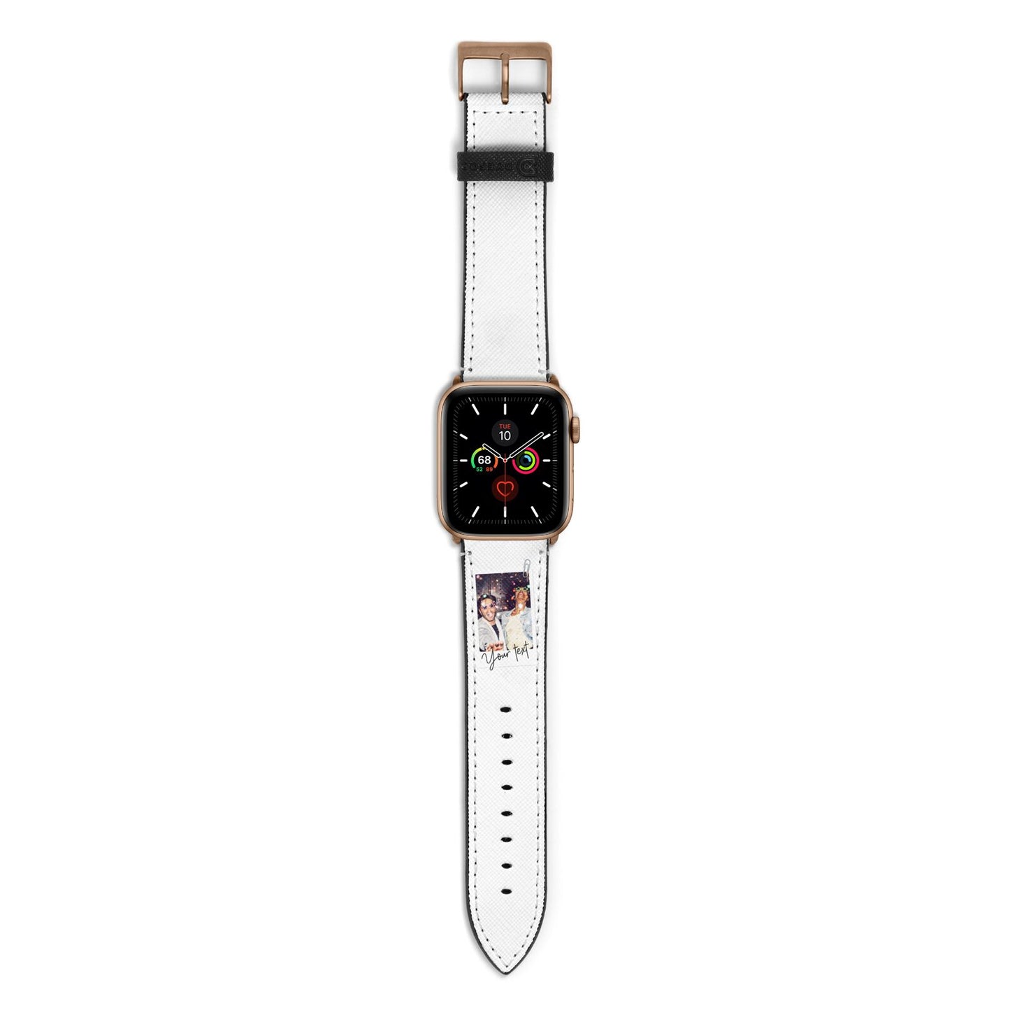 Personalised Photo with Text Apple Watch Strap with Gold Hardware