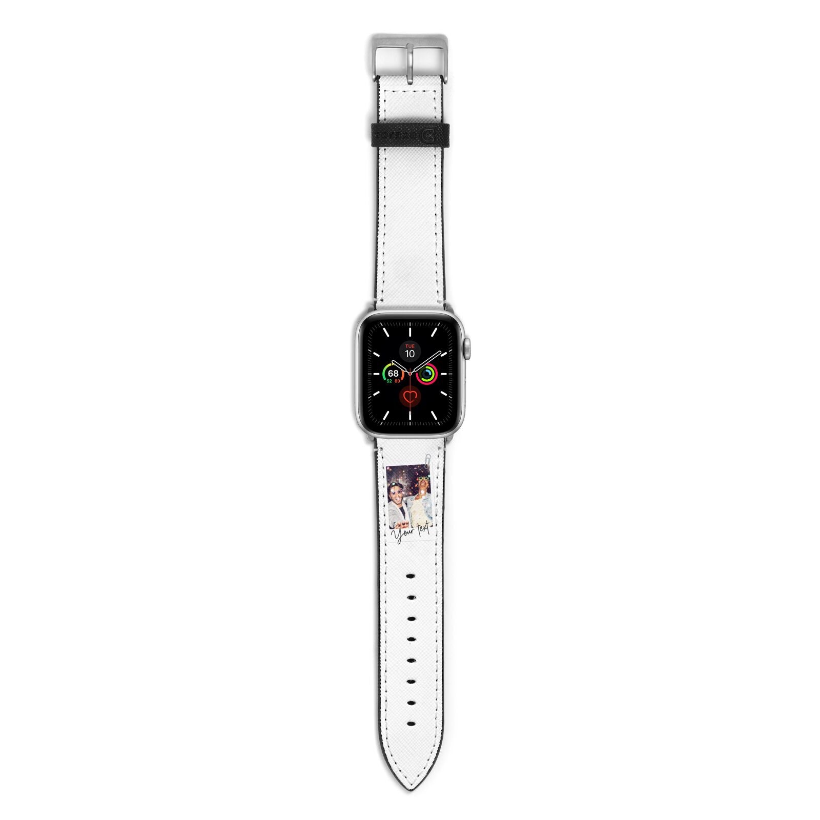 Personalised Photo with Text Apple Watch Strap with Silver Hardware