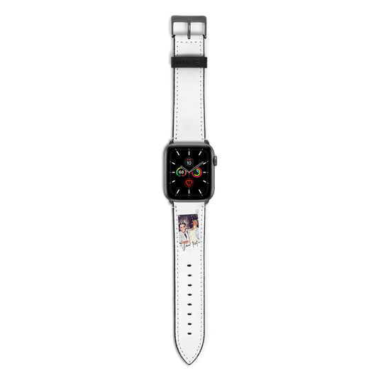 Personalised Photo with Text Apple Watch Strap with Space Grey Hardware