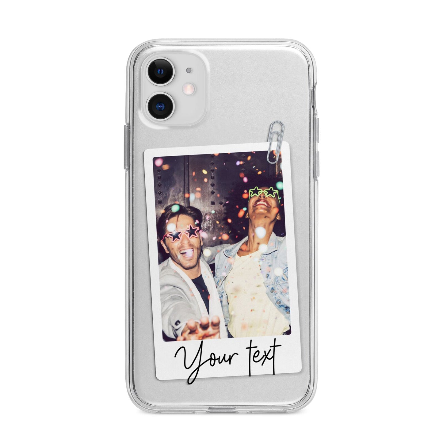 Personalised Photo with Text Apple iPhone 11 in White with Bumper Case