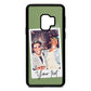 Personalised Photo with Text Lime Saffiano Leather Samsung S9 Case