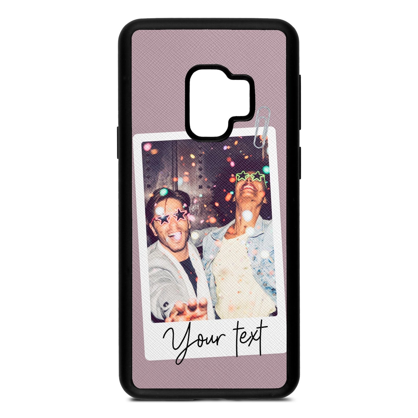 Personalised Photo with Text Lotus Saffiano Leather Samsung S9 Case