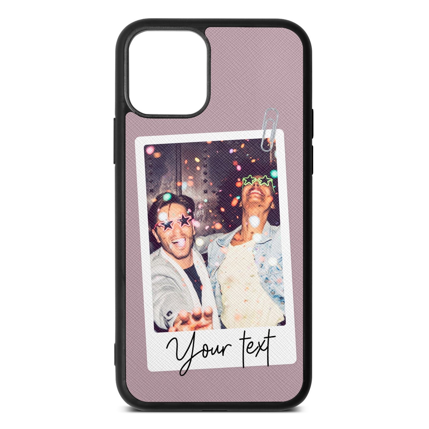 Personalised Photo with Text Lotus Saffiano Leather iPhone 11 Case