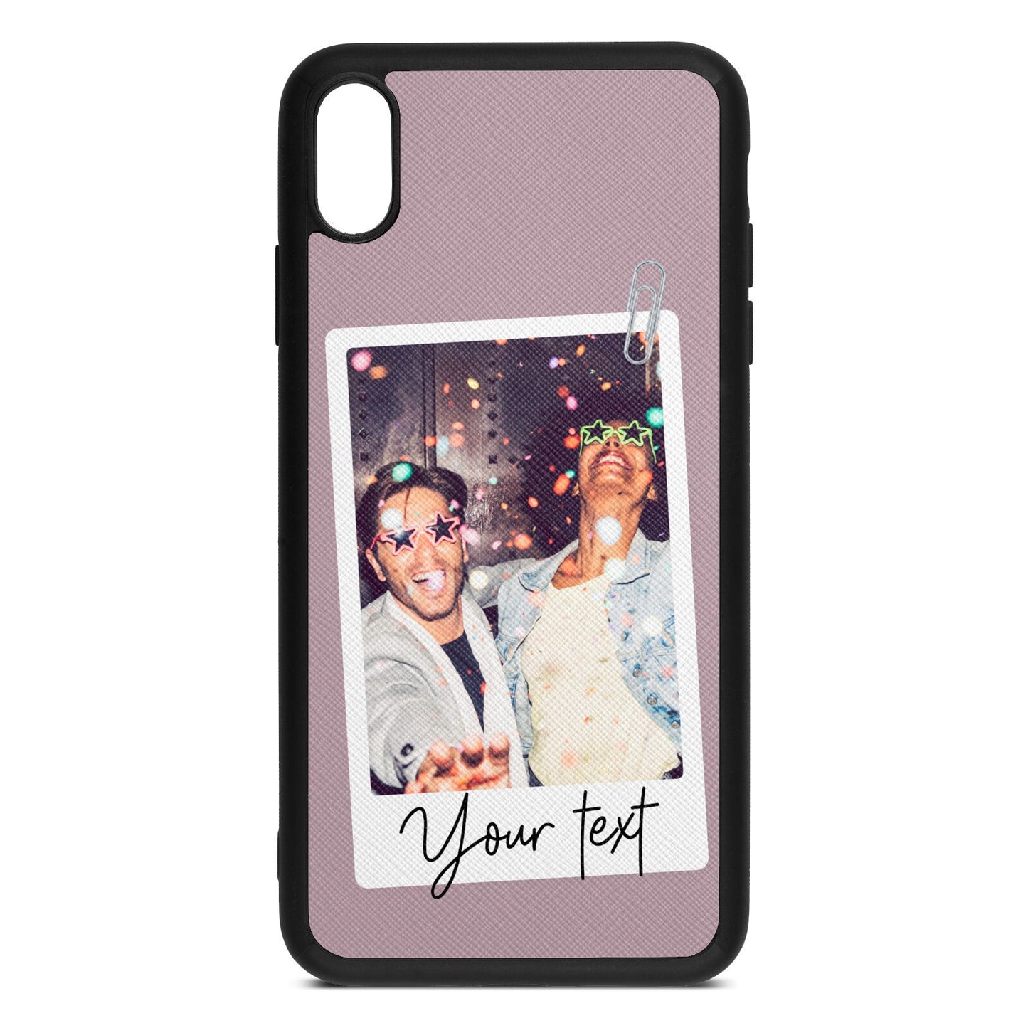 Personalised Photo with Text Lotus Saffiano Leather iPhone Xs Max Case