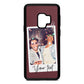 Personalised Photo with Text Rose Brown Saffiano Leather Samsung S9 Case