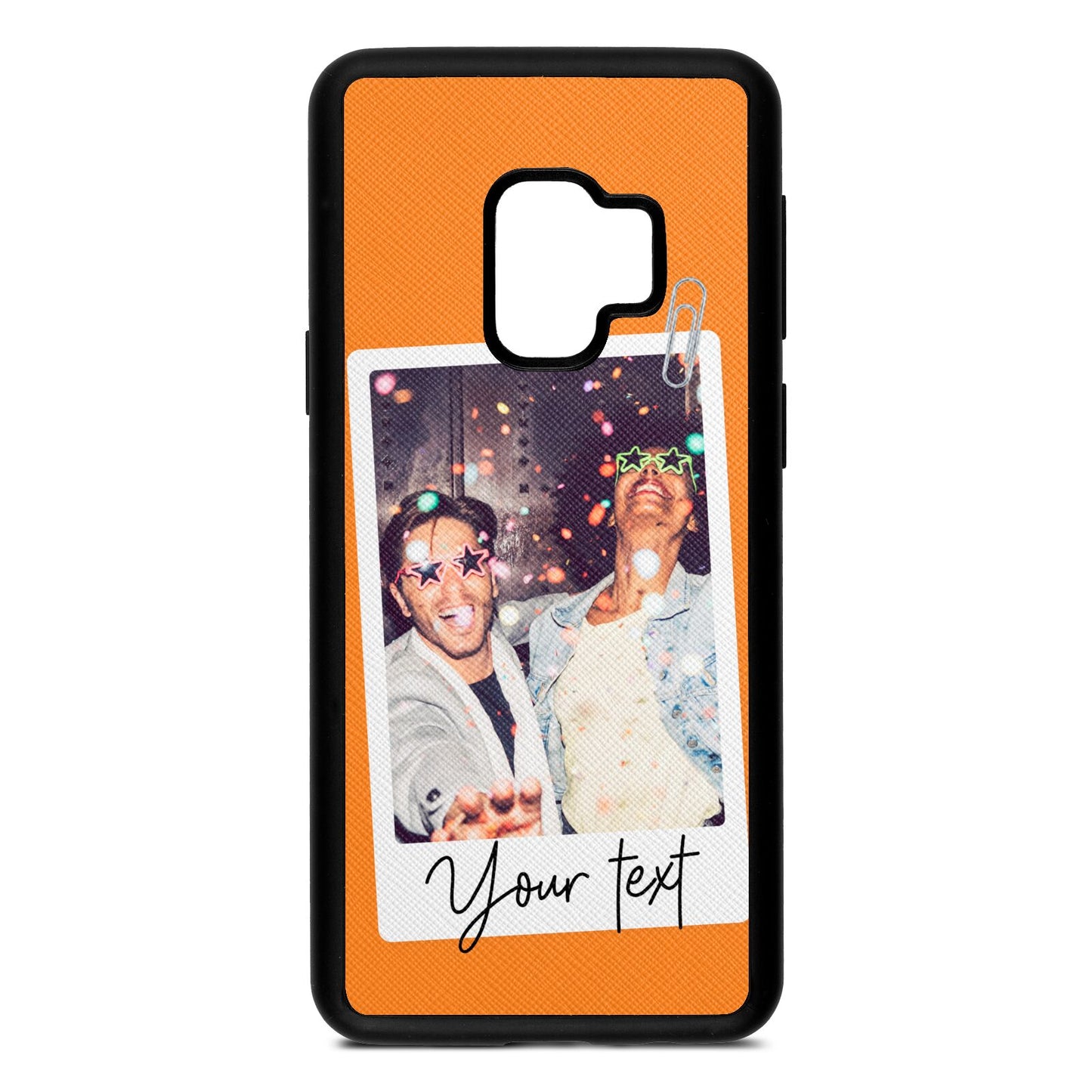 Personalised Photo with Text Saffron Saffiano Leather Samsung S9 Case