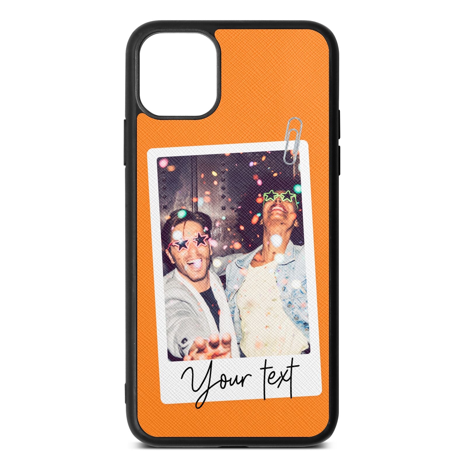 Personalised Photo with Text Saffron Saffiano Leather iPhone 11 Pro Max Case