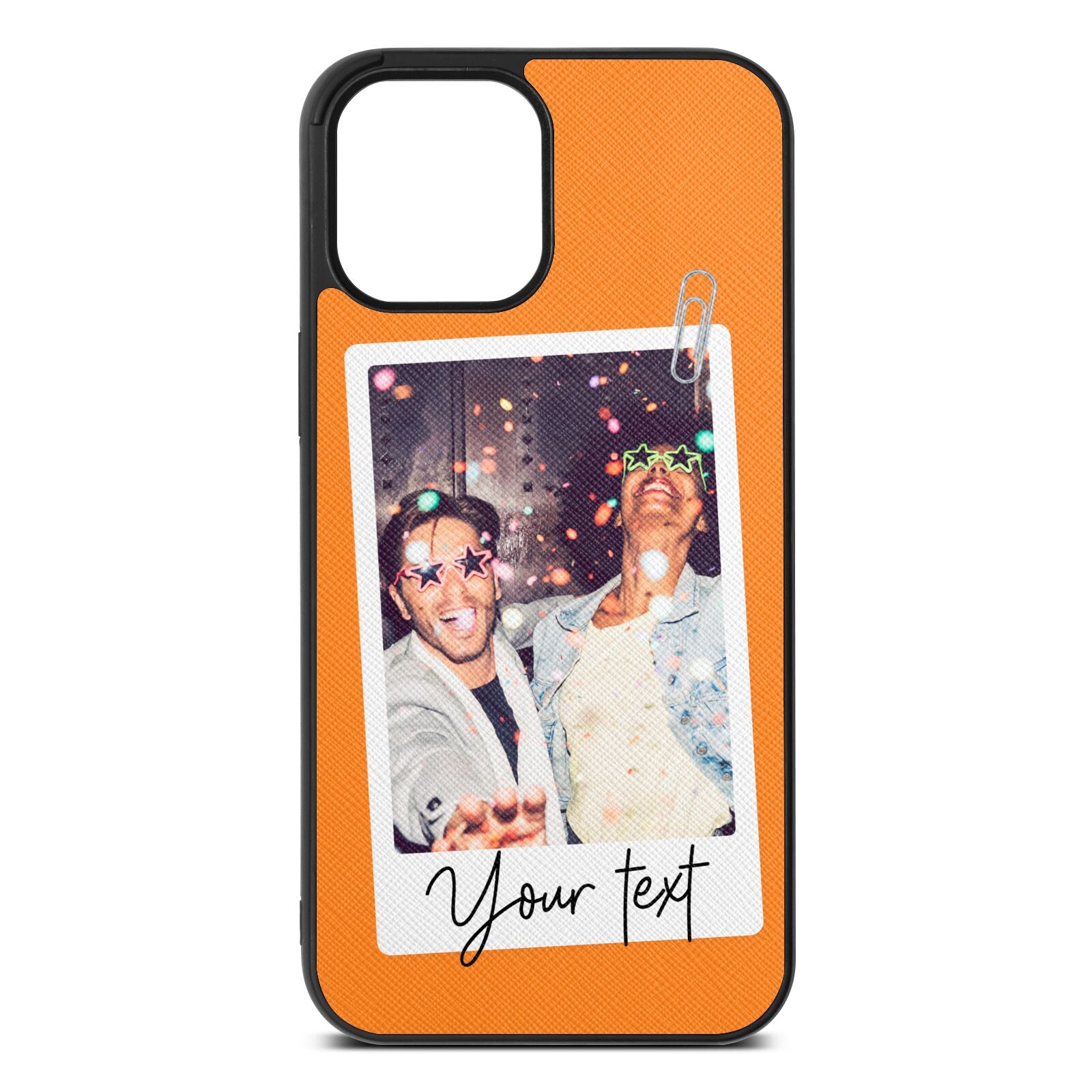 Personalised Photo with Text Saffron Saffiano Leather iPhone 12 Pro Max Case