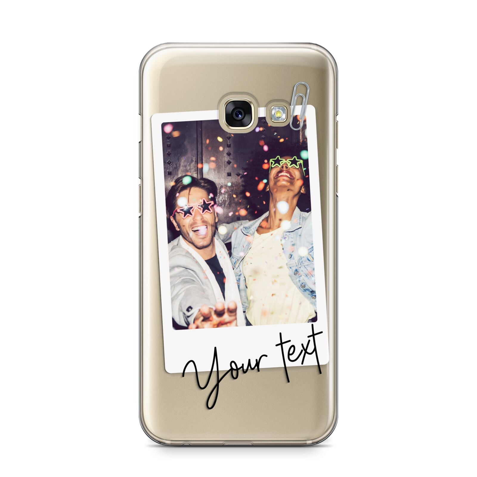 Personalised Photo with Text Samsung Galaxy A3 2017 Case on gold phone