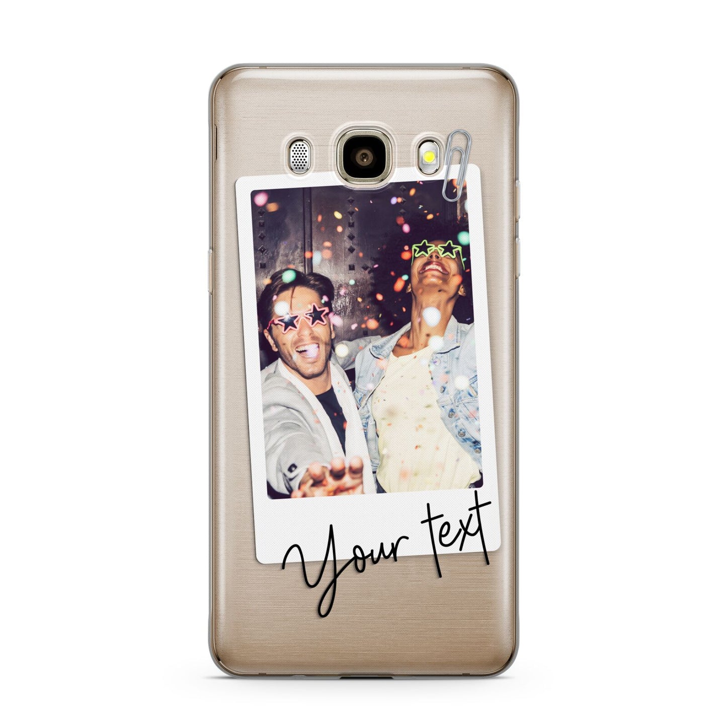 Personalised Photo with Text Samsung Galaxy J7 2016 Case on gold phone
