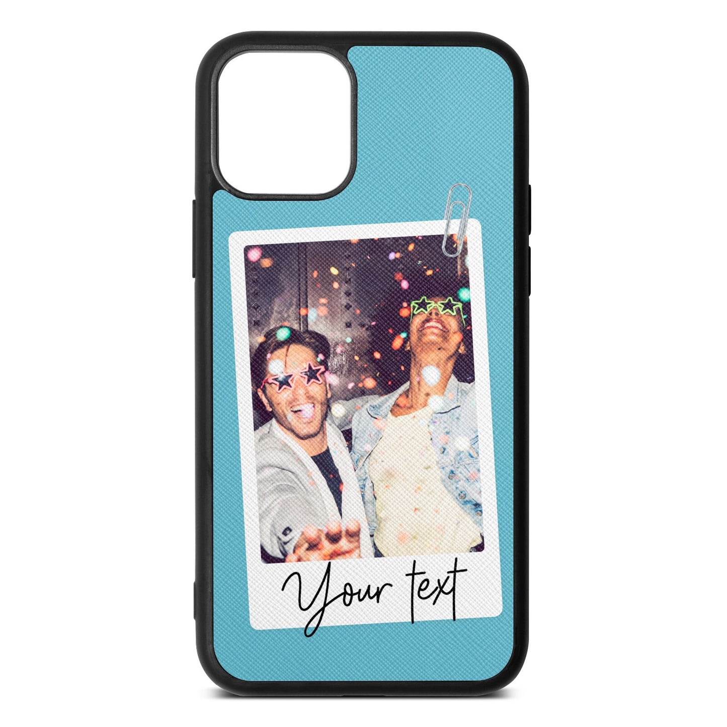 Personalised Photo with Text Sky Saffiano Leather iPhone 11 Case