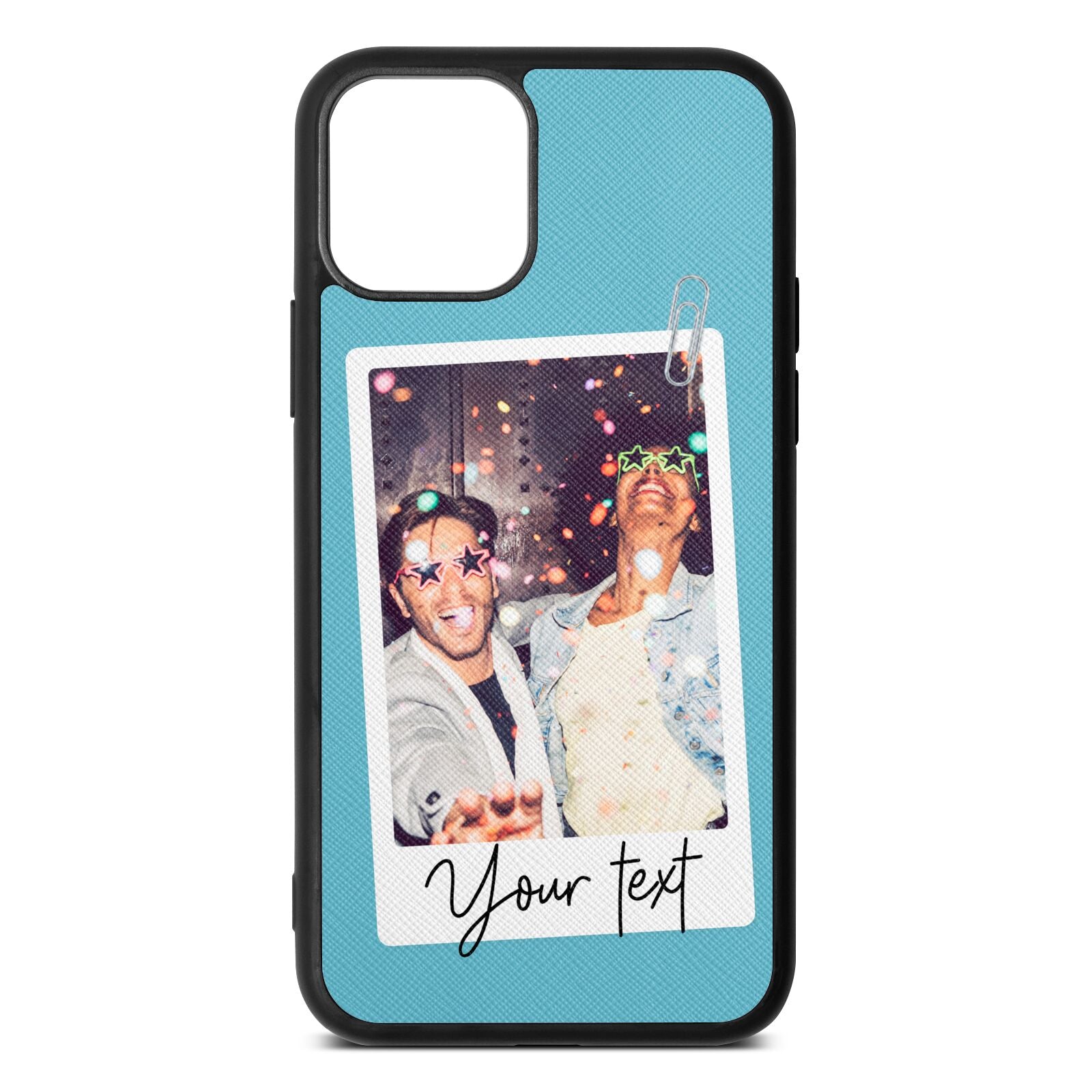Personalised Photo with Text Sky Saffiano Leather iPhone 11 Pro Case